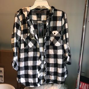 Hooded flannel shirt